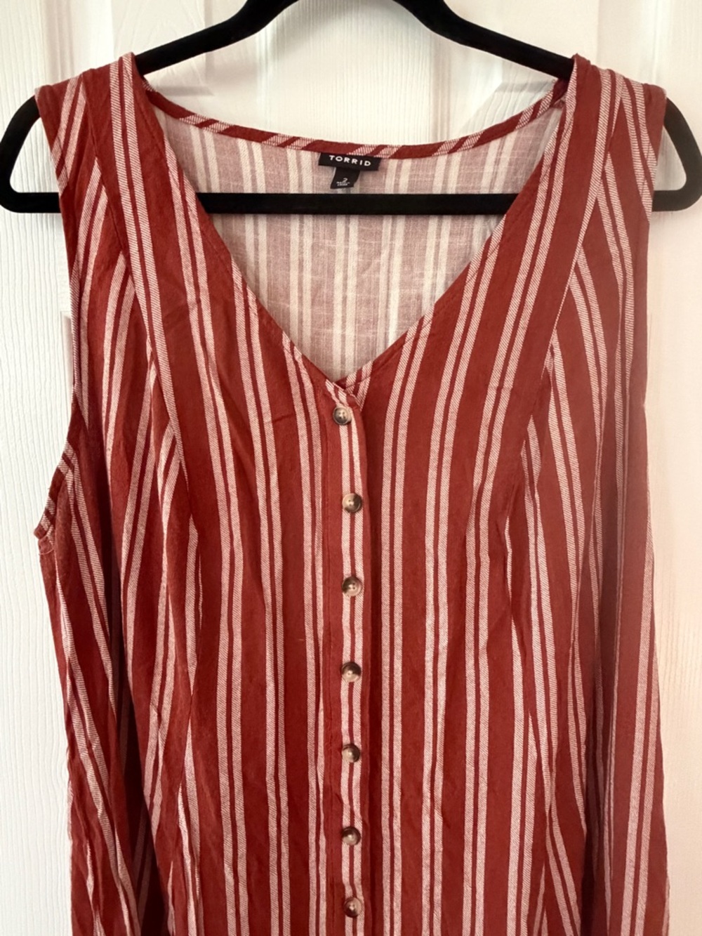torrid Rust & Cream Striped Button-Front Maxi Dress - Picture 6 of 9